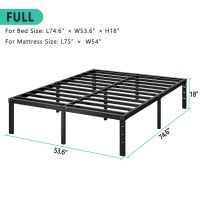 Hlipha Metal Platform Bed Frame 18 Inch Tall Bed No Box Spring Needed Full Size Bed With Heavy Duty Strong Support Slats Easy To