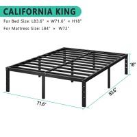 Hlipha Metal Platform Bed Frame 14 Inch Tall Bed No Box Spring Needed King Size Bed With Heavy Duty Strong Support Slats Easy To