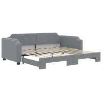 vidaXL Daybed with Trundle Light Gray 39.4x74.8 Fabric
