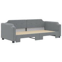 vidaXL Daybed with Trundle Light Gray 39.4x74.8 Fabric