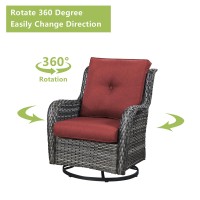 Rilyson Wicker Patio Furniture Set 6 Piece Rattan Outdoor Sectional Conversation Sets With 2 Rocking Chair 2 Ottoman 1 Sofa An