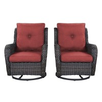 Rilyson Patio Chairs Rocking Swivel Chiar 2 Piece Outdoor Wicker Furniture Chairs Set Rattan Rocker Chairs With High Back And