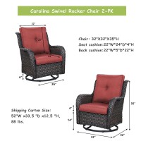 Rilyson Patio Chairs Rocking Swivel Chiar 2 Piece Outdoor Wicker Furniture Chairs Set Rattan Rocker Chairs With High Back And