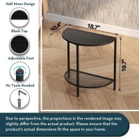 Saygoer Black Half Moon Bed Side Tables Night Stand Small End Tables For Living Bed Room 2 Tier Wood Couch Tables With Black Met