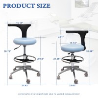 Limkomes Standard Rolling Stool With Backrest Dental Nurse Chair Height Adjustable Stool Drafting Chair For Office Kitchen Clinic And Lab-Blue