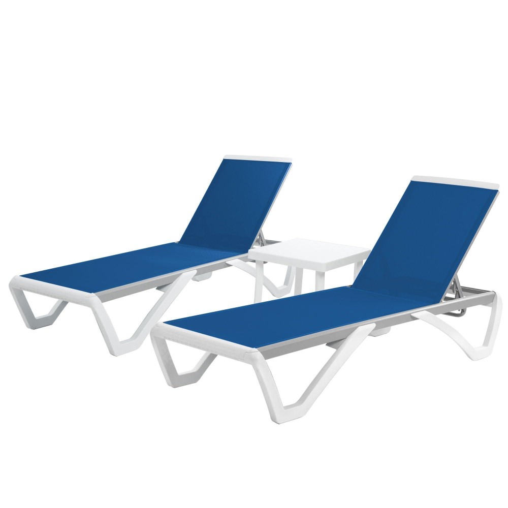 Kozyard Patio Chaise Lounge Chair Full Flat Alumium Resin Legs Outdoor Reclining Adjustable Chair For Sunbathing Beach Pa