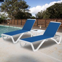 Kozyard Patio Chaise Lounge Chair Full Flat Alumium Resin Legs Outdoor Reclining Adjustable Chair For Sunbathing Beach Pa