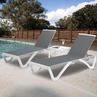 Kozyard Patio Chaise Lounge Chair Full Flat Alumium Resin Legs Outdoor Reclining Adjustable Chair For Sunbathing Beach Pa