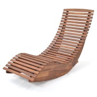 Tangkula Outdoor Acacia Wood Rocking Chair, Porch Rocker With Widened Slatted Seat And High Back, Wooden Rocking Patio Chair, Outdoor Rocking Sun Lounger For Backyard, Garden (1, Natural)