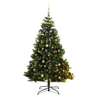 vidaXL Artificial Hinged Christmas Tree 300 LEDs & Ball Set 70.9