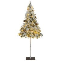 vidaXL Artificial Christmas Tree 300 LEDs&Ball Set&Flocked Snow 70.9