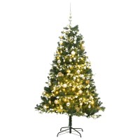 vidaXL Artificial Hinged Christmas Tree 300 LEDs & Ball Set 82.7