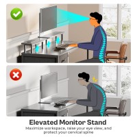 Huuger 47 Inch Computer Desk With Power Outlets And Led Lights Gaming Desk With 4 Drawers Office Desk With Monitor Stand Stud