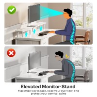 Huuger 55 Inch Computer Desk With Power Outlets And Led Lights Gaming Desk With 4 Drawers Office Desk With Monitor Stand Stud