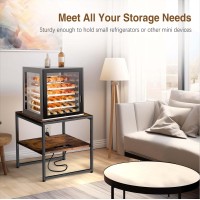 Tatub 20 End Table With Charging Station Industrial Square Side Table With Usb Ports Outlets Versatile 2Tier Small Nights