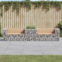 Vidaxl Patio Bench With Gabion Basket Solid Wood Pine