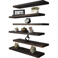 Hxswy 24 Inch Rustic Floating Shelves For Wall Decor Farmhouse Wood Wall Shelf For Bathroom Kitchen Bedroom Living Room Set Of 6