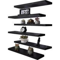 Hxswy 24 Inch Rustic Floating Shelves Wall Mounted Farmhouse Wooden Wall Shelf For Bathroom Kitchen Bedroom Living Room Set Of 6