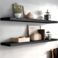 Hxswy 48 Inch Rustic Floating Shelves For Wall Decor Farmhouse Wood Wall Shelf For Bathroom Kitchen Bedroom Living Room Set Of 5