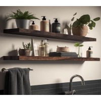 Hxswy 36 Inch Rustic Floating Shelves Wall Mounted Farmhouse Wooden Wall Shelf For Bathroom Kitchen Bedroom Living Room Set Of 5