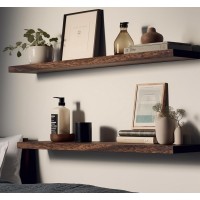 Hxswy 36 Inch Rustic Floating Shelves Wall Mounted Farmhouse Wooden Wall Shelf For Bathroom Kitchen Bedroom Living Room Set Of 5