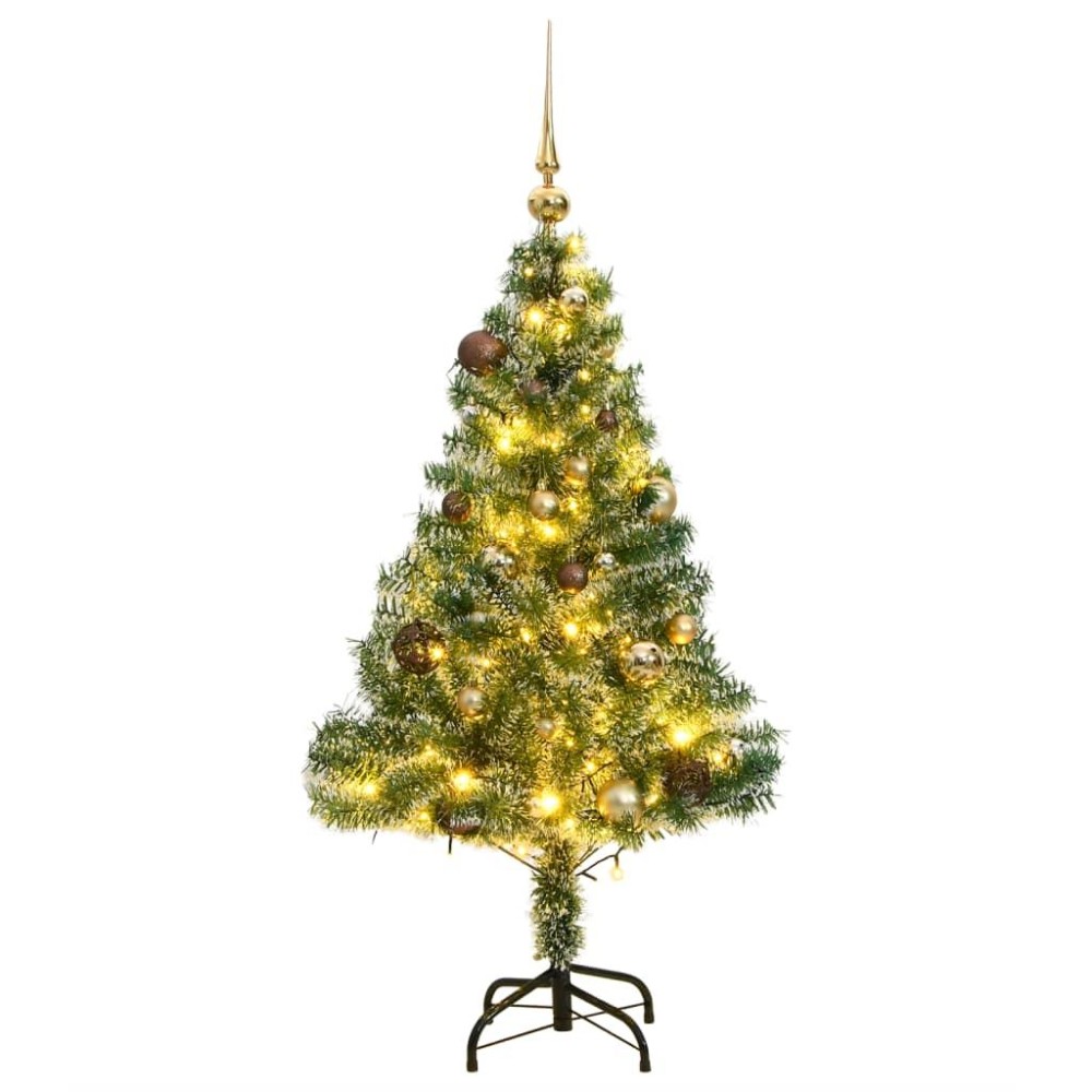 vidaXL Artificial Christmas Tree 150 LEDs&Ball Set&Flocked Snow 59.1