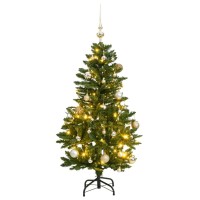 vidaXL Artificial Hinged Christmas Tree 150 LEDs & Ball Set 59.1