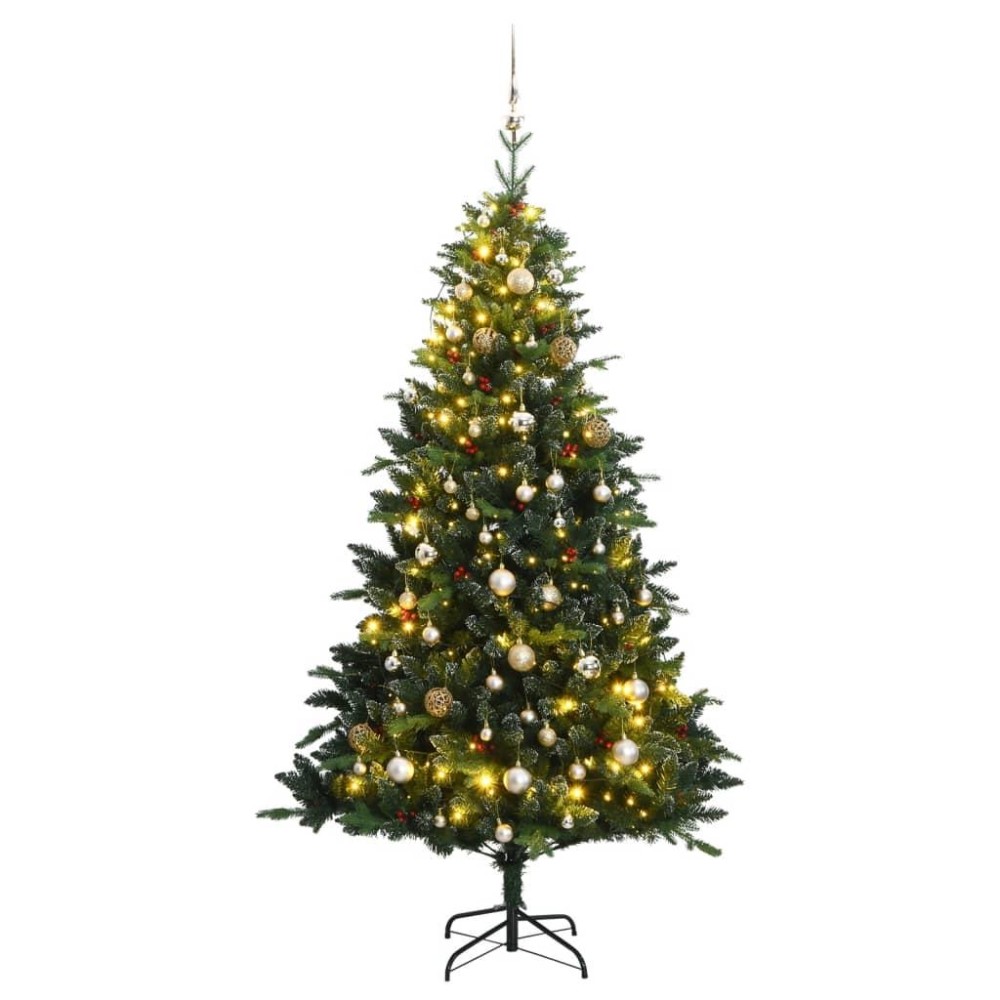 vidaXL Artificial Hinged Christmas Tree 300 LEDs & Ball Set 70.9