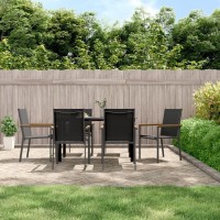 Vidaxl Set Of 6 Patio Chairs In Black, Textilene And Steel For Garden And Terrace 21.7