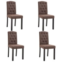 Vidaxl Fabric Dining Chairs - Set Of 4 - Ergonomic Design - Solid Wooden Legs - Stylish Brown Upholstery - Comfortable Seating - Easy Assembly