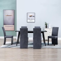 Vidaxl 6 Pcs Set Of Dining Chairs In Modern Design, Upholstered In Gray Faux Suede Leather - Ergonomic & Comfortable Seating With High Backrest