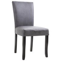 Vidaxl Modern Dining Chairs In Gray Faux Suede Leather Upholstery With Solid Wooden Legs, Set Of 2, Comfortable And Stylish For Formal And Relaxed Dining.