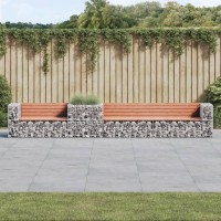 Vidaxl Patio Bench With Gabion Basket Solid Wood Douglas