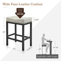 Lue Bona Counter Height Bar Stools 24 Inch Saddle Backless Bar Stools Set Of 3 For Kitchen Counter Faux Leather Counter Stools