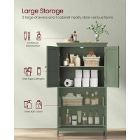 Vasagle Bathroom Floor Storage Cabinet Bathroom Storage Unit Freestanding Cabinet With 2 Drawers And 2 Doors Adjustable Shelf