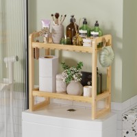 Amazerbath Bamboo Over The Toilet Storage Shelf 2Tier Bathroom Organizers And Storage Shelves 2 In 1 Dual Stable Above Over