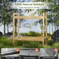 Amazerbath Bamboo Over The Toilet Storage Shelf 2Tier Bathroom Organizers And Storage Shelves 2 In 1 Dual Stable Above Over