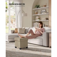 Songmics Storage Ottoman Small Ottoman Foot Rest With Legs 15 X 15 X 157 Inches Foot Stool Ottoman With Storage Load Up To