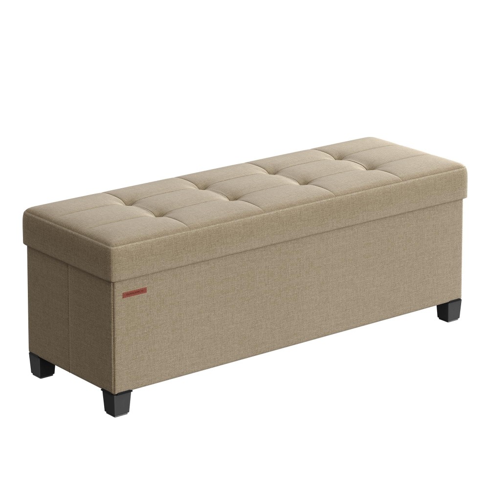 Songmics Storage Ottoman Bench Foldable Foot Rest With Legs 15 X 43 X 157 Inches End Of Bed Bench Storage Chest Load Up To