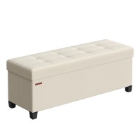 Songmics Storage Ottoman Bench Foldable Foot Rest With Legs 15 X 43 X 157 Inches End Of Bed Bench Storage Chest Load Up To