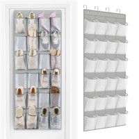 Fentec 24 Pockets Over The Door Shoe Organizer Hanging Shoe Organizer For Closet Space Saving Mesh Large Pocket Shoe Storage An