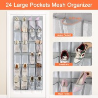 Fentec 24 Pockets Over The Door Shoe Organizer Hanging Shoe Organizer For Closet Space Saving Mesh Large Pocket Shoe Storage An