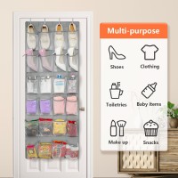 Fentec 24 Pockets Over The Door Shoe Organizer Hanging Shoe Organizer For Closet Space Saving Mesh Large Pocket Shoe Storage An