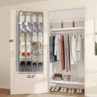 Fentec 24 Pockets Over The Door Shoe Organizer Hanging Shoe Organizer For Closet Space Saving Mesh Large Pocket Shoe Storage An