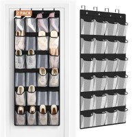 Fentec 2 Pack Large Over The Door Shoe Organizer 24 Pockets Mesh Hanging Shoe Organizers Shoe Rack For Closet Mesh Closet Shoe