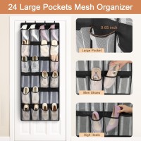 Fentec 2 Pack Large Over The Door Shoe Organizer 24 Pockets Mesh Hanging Shoe Organizers Shoe Rack For Closet Mesh Closet Shoe