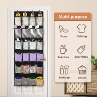 Fentec 2 Pack Large Over The Door Shoe Organizer 24 Pockets Mesh Hanging Shoe Organizers Shoe Rack For Closet Mesh Closet Shoe