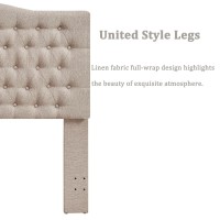 Befurtori Linen Upholstered Kingcal King Headboard Tufted Button Headboard For Kingcal King Bed Neutral Curved Integrated De