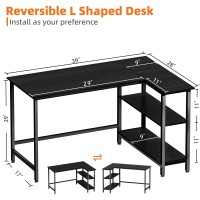 Woodynlux L Shaped Desk 39 Home Office Computer Desk With Shelf Gaming Desk Corner Table For Work Writing And Study Space