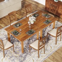 Tribesigns Wood Dining Table Farmhouse Kitchen Table For Dining Room Living Room, 2-4 Person Dining Room Table Square Dinner Tables With Wooden Legs Oak Top For Small Space, Rustic Brown(Only Table)